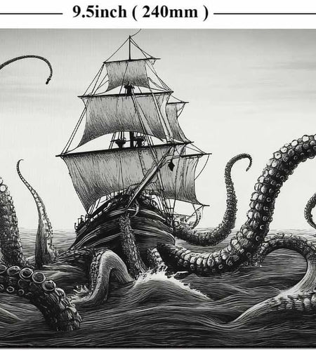 Kraken Mouse Pad Sail Boat Waves and Octopus Non-Slip Rubber Mouse Pad Gaming Mouse Pad