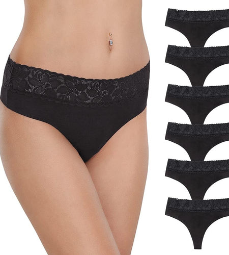 Women'S Thongs Underwear Cotton Seamless Thongs for Women Lace Trim Panties