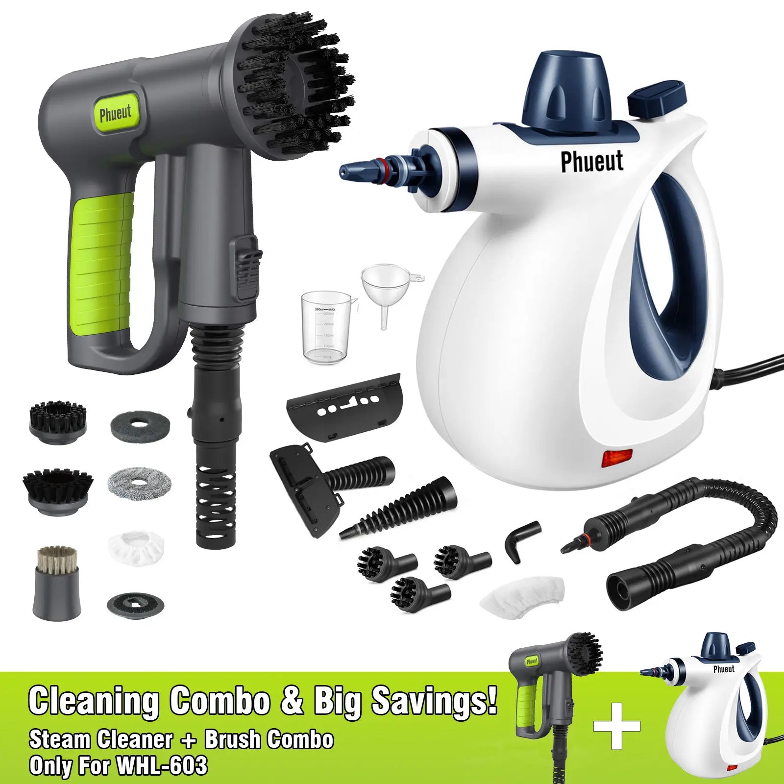 Pressurized Handheld Steam Cleaner & Rechargeable Spin Scrubber