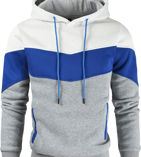 Men'S Novelty Color Block Pullover Fleece Hoodie Long Sleeve Casual Sweatshirt with Pocket