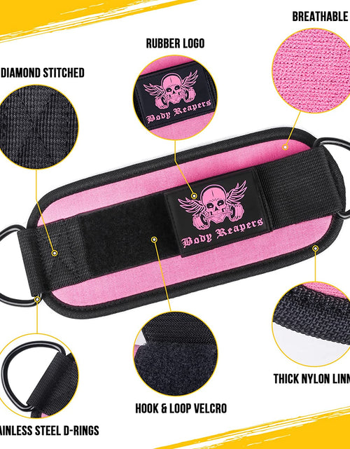 Load image into Gallery viewer, Gym Ankle Cuff Cable Attachment with Adjustable Velcro, Durable Double D-Rings &amp; Cushioned Design for Glute, Leg &amp; Lower Body Exercises, Comfortable Workout Straps &amp; Ankle Cuff
