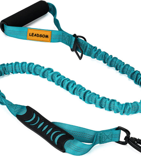 6FT Highly Reflective Heavy Duty Elastic Bungee Medium and Large Dog Leash Shock Absorbing with Comfortable Padded Handle and Traffic Handle Suitable for Training