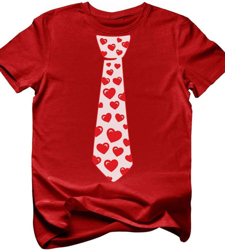 Boys Valentines Day Shirt Red Hearts Tie Toddler Infant Kids T-Shirt